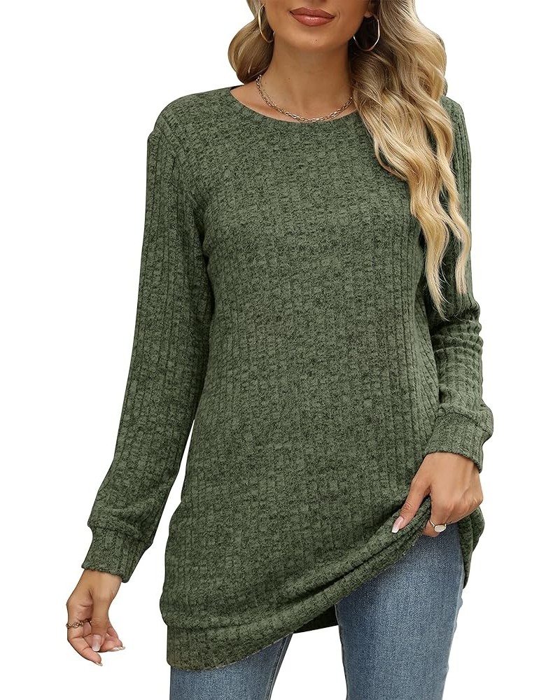 Sweaters for Women Long Sleeve Crewneck Sweatshirt Loose Casual Tunic Tops Green $12.50 Hoodies & Sweatshirts