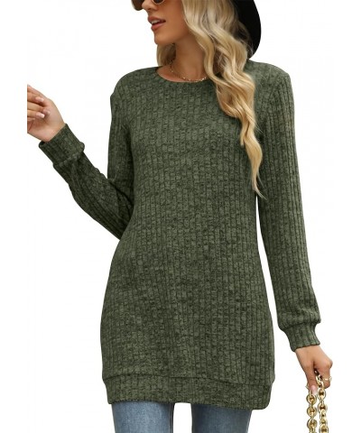 Sweaters for Women Long Sleeve Crewneck Sweatshirt Loose Casual Tunic Tops Green $12.50 Hoodies & Sweatshirts