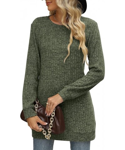 Sweaters for Women Long Sleeve Crewneck Sweatshirt Loose Casual Tunic Tops Green $12.50 Hoodies & Sweatshirts