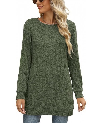 Sweaters for Women Long Sleeve Crewneck Sweatshirt Loose Casual Tunic Tops Green $12.50 Hoodies & Sweatshirts