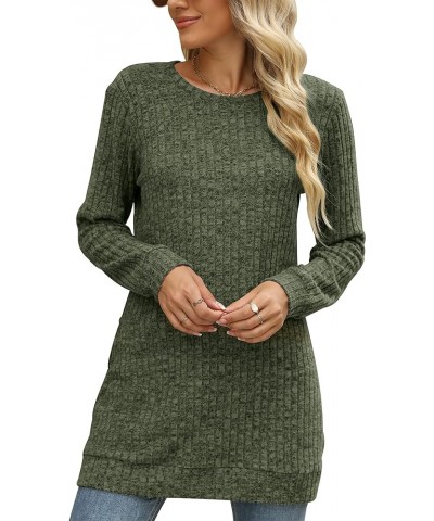 Sweaters for Women Long Sleeve Crewneck Sweatshirt Loose Casual Tunic Tops Green $12.50 Hoodies & Sweatshirts