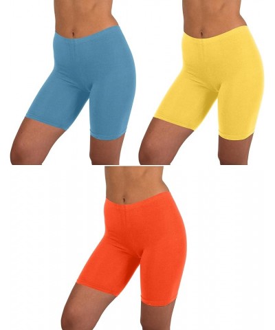 Women's Cotton Stretch Active Slip Shorts | 3 Pack & 6 Pack Boy Short Boxer Briefs 3 Pk-niagra/Primrose Yellow/Flame $13.74 L...