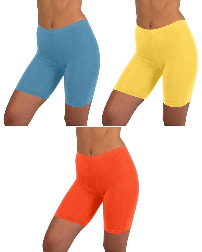 Women's Cotton Stretch Active Slip Shorts | 3 Pack & 6 Pack Boy Short Boxer Briefs 3 Pk-niagra/Primrose Yellow/Flame $13.74 L...