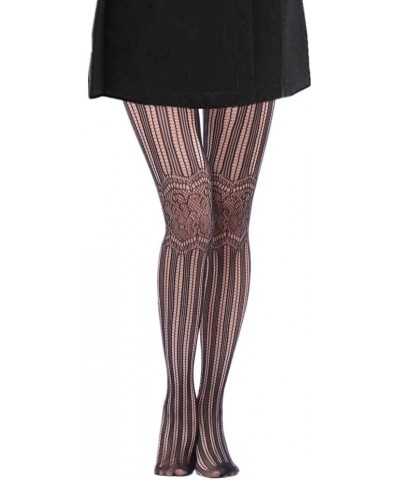 Women Fishnet Hollow Out Knitted Patterned Stockings Tights Vertical Strips Pantyhose For Female D-3025 $10.43 Socks