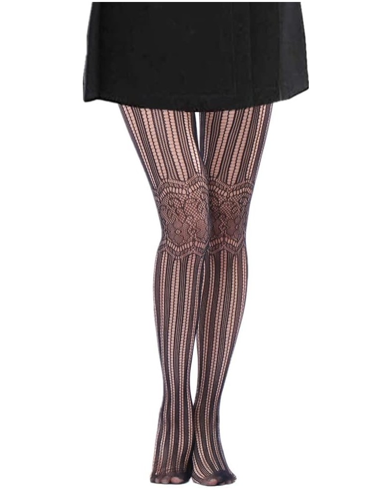 Women Fishnet Hollow Out Knitted Patterned Stockings Tights Vertical Strips Pantyhose For Female D-3025 $10.43 Socks