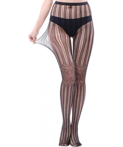 Women Fishnet Hollow Out Knitted Patterned Stockings Tights Vertical Strips Pantyhose For Female D-3025 $10.43 Socks