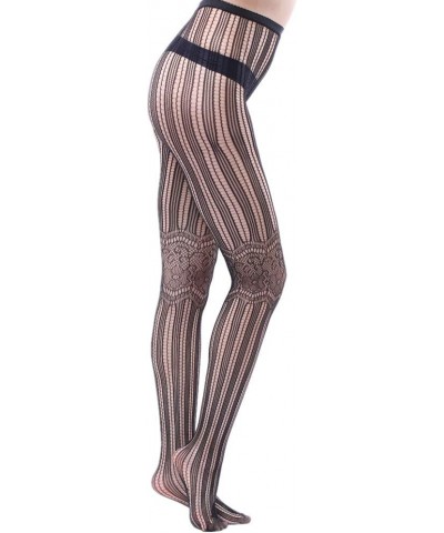 Women Fishnet Hollow Out Knitted Patterned Stockings Tights Vertical Strips Pantyhose For Female D-3025 $10.43 Socks