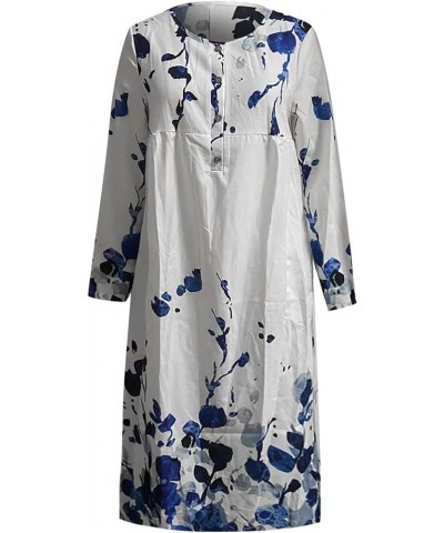 Summer Dresses for Women 2023 Long Sleeve Floral V Neck Maxi Dress Casual Fashion Beach Dresses E-dark Blue $9.87 Others