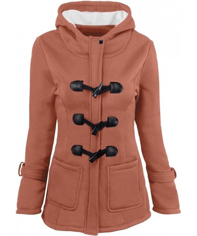 Women's Hooded Coat Horn Button Jackets Sherpa Warm Winter Fall Jackets Fashion Overcoat Casual Fleece Outerwear Coffee $13.7...