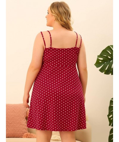 Plus Size Sexy Nightgowns for Women Lingerie Sleepwear Chemises V Neck Full Slip Polka Dots Pajamas Red $15.93 Sleep & Lounge