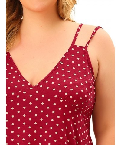 Plus Size Sexy Nightgowns for Women Lingerie Sleepwear Chemises V Neck Full Slip Polka Dots Pajamas Red $15.93 Sleep & Lounge