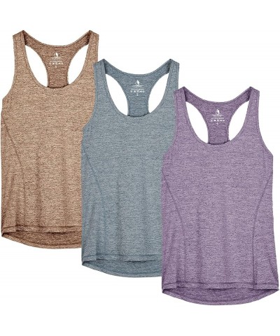 Women's Racerback Workout Athletic Running Tank Tops (Pack of 3) Henna/Twilight Purple/Navy $14.10 Activewear