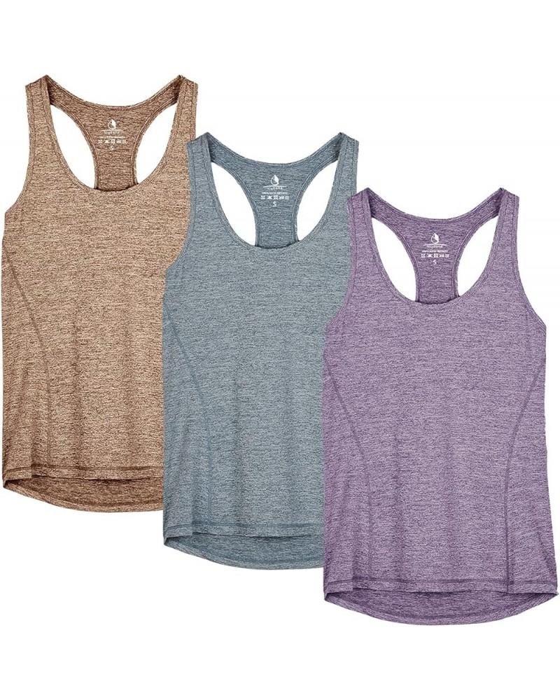 Women's Racerback Workout Athletic Running Tank Tops (Pack of 3) Henna/Twilight Purple/Navy $14.10 Activewear