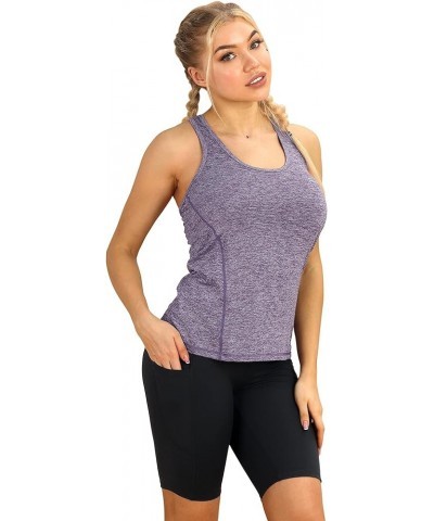 Women's Racerback Workout Athletic Running Tank Tops (Pack of 3) Henna/Twilight Purple/Navy $14.10 Activewear