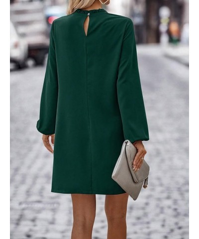 Women's Pearls Beaded Mock Neck Long Sleeve Dress Casual Frill Trim Mini Tunic Dress Dark Green $24.19 Dresses