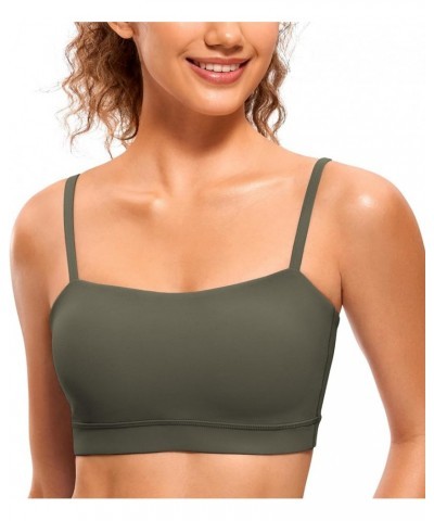 Butterluxe Womens Adjustable Spaghetti Thin Strap Sports Bra - Padded Wireless Square Neck Workout Yoga Bra Light Army Green ...