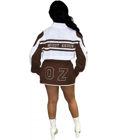 Women Racer Biker Jacket Windbreaker Lightweight Detachable Motorcycle Varsity Jacket Coat Street Wear Brown $18.90 Jackets