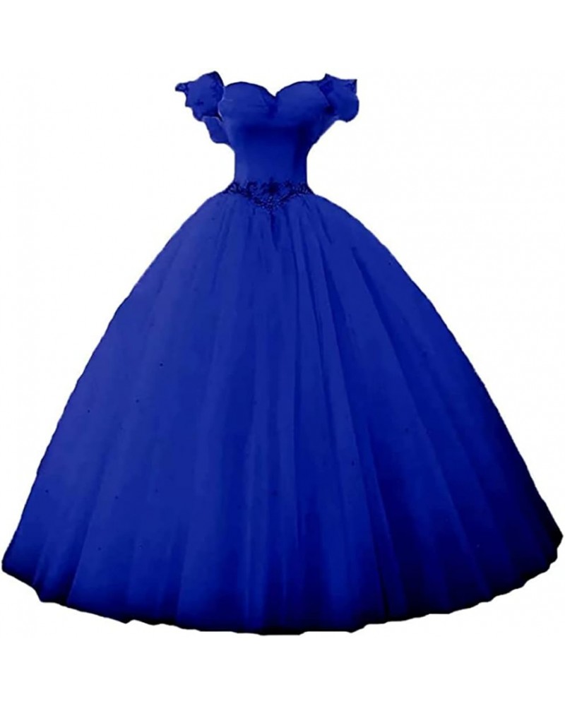 Women's Off Shoulder Butterfly Prom Quinceanera Dresses Ball Gown Long Royal Blue $49.34 Dresses