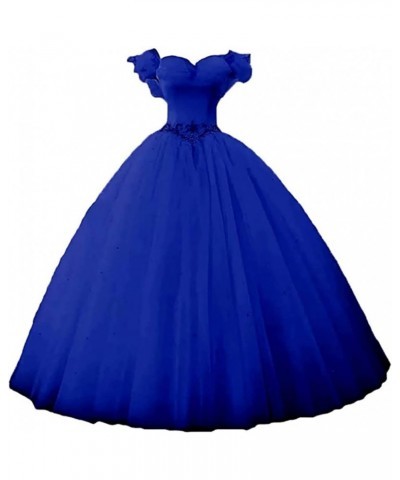 Women's Off Shoulder Butterfly Prom Quinceanera Dresses Ball Gown Long Royal Blue $49.34 Dresses