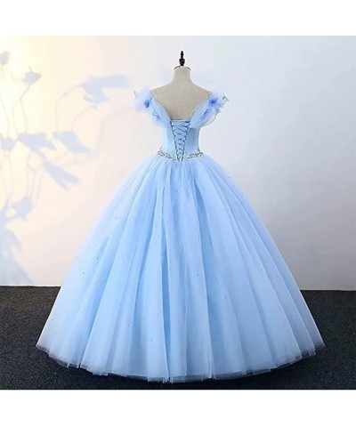 Women's Off Shoulder Butterfly Prom Quinceanera Dresses Ball Gown Long Royal Blue $49.34 Dresses