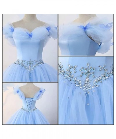 Women's Off Shoulder Butterfly Prom Quinceanera Dresses Ball Gown Long Royal Blue $49.34 Dresses