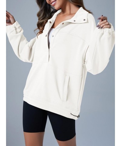 Women's Oversized Sweatshirts Casual Long Sleeve Pullover Tops Loose Fit Button Shirts with Pockets White $14.85 Hoodies & Sw...