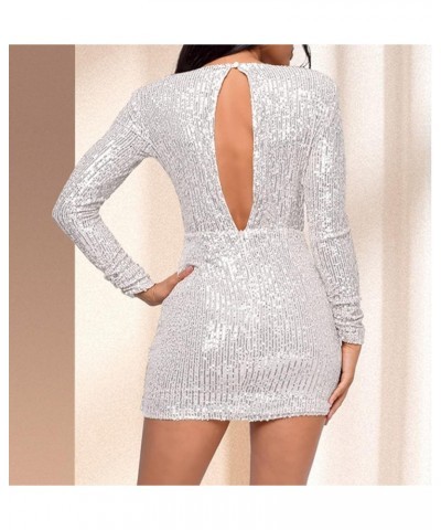 Party Dresses for Women 2023 Womens Sexy Deep V Neck Ruched Sequins Bodycon Mini Dress Club Dress Ruched Sequin Dress Zb-5-wh...