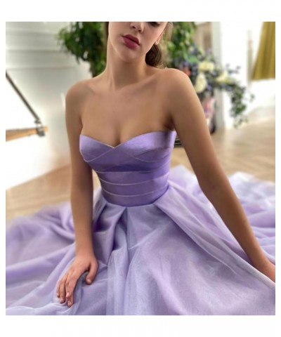 Women's Strapless Tea Length Prom Dresses Tulle A Line Satin Formal Evening Party Gown with Pockets Coral $35.74 Dresses