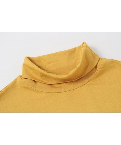 Women's 2-Pack Long Sleeve Turtleneck T-Shirt Basic Stretchy Layer Comfy High Neck Shirt Dark Yellow $14.42 Underwear