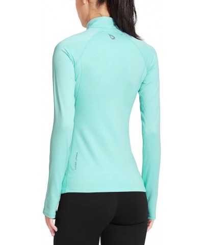 Women's Thermal Fleece Pullover Tops Half Zip Thumbholes Winter Long Sleeve Running Jacket Cold Weather A05-aqua XX-Large $21...