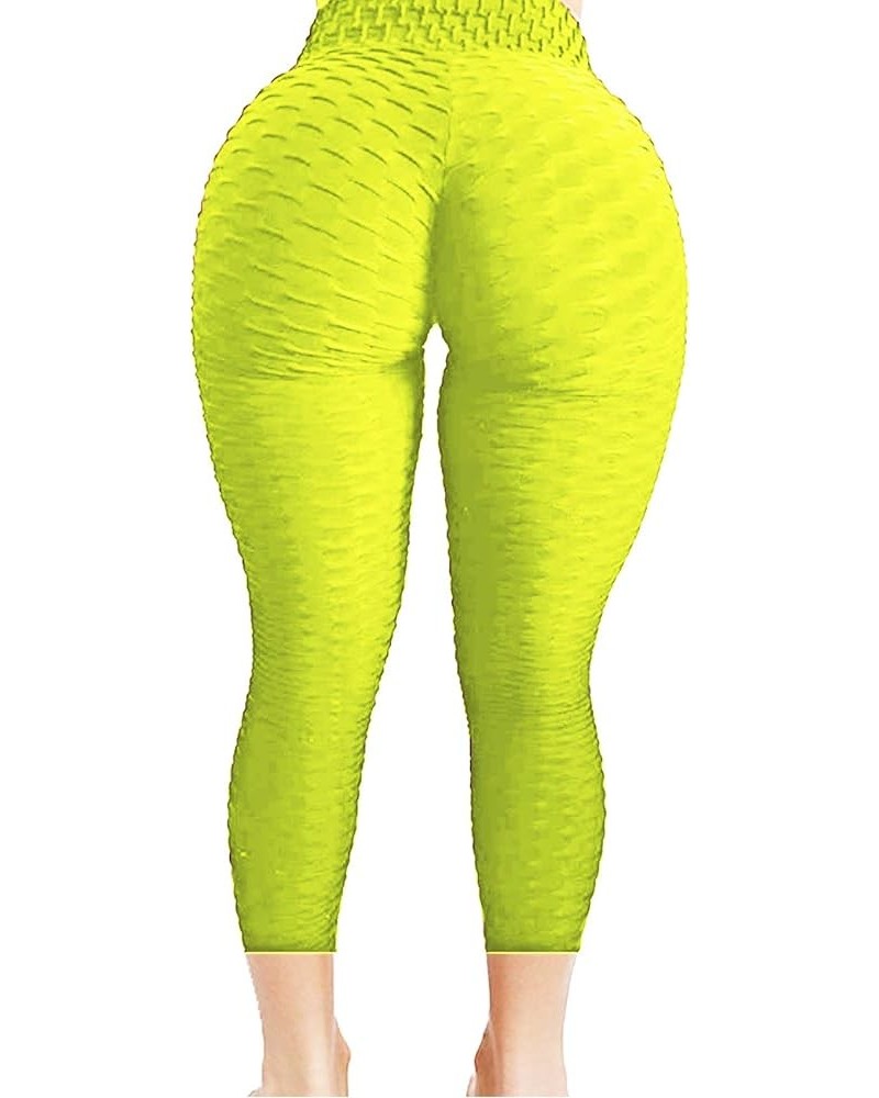 Women's High Waist Yoga Pants Tummy Control Slimming Booty Leggings Workout Running Butt Lift Tights B-capris Neon Yellow $14...