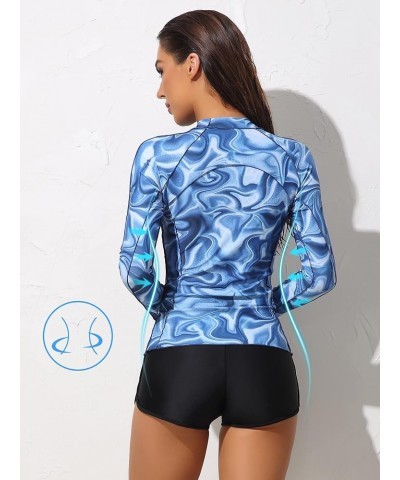 Rash Guard for Women Long Sleeve Printed Swim Shirts Rashguard UPF 50 5 Blue $19.46 Swimsuits