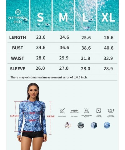 Rash Guard for Women Long Sleeve Printed Swim Shirts Rashguard UPF 50 5 Blue $19.46 Swimsuits