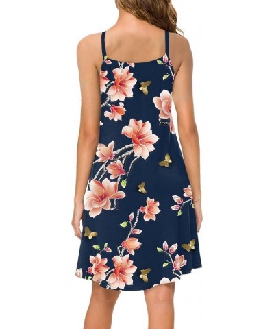 ETCYY Women's Summer Casual Sleeveless Floral Printed Swing Dress Sundress with Pockets C Blue Flower $12.24 Dresses