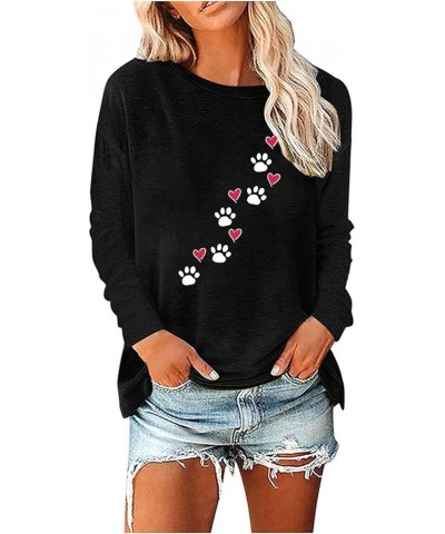 Dog Lover Sweatshirt Waffle Hoodies for Women Heart Dog Paw Graphic Pullover with Pockets Cute Dog Mama Tops X-black $10.80 H...