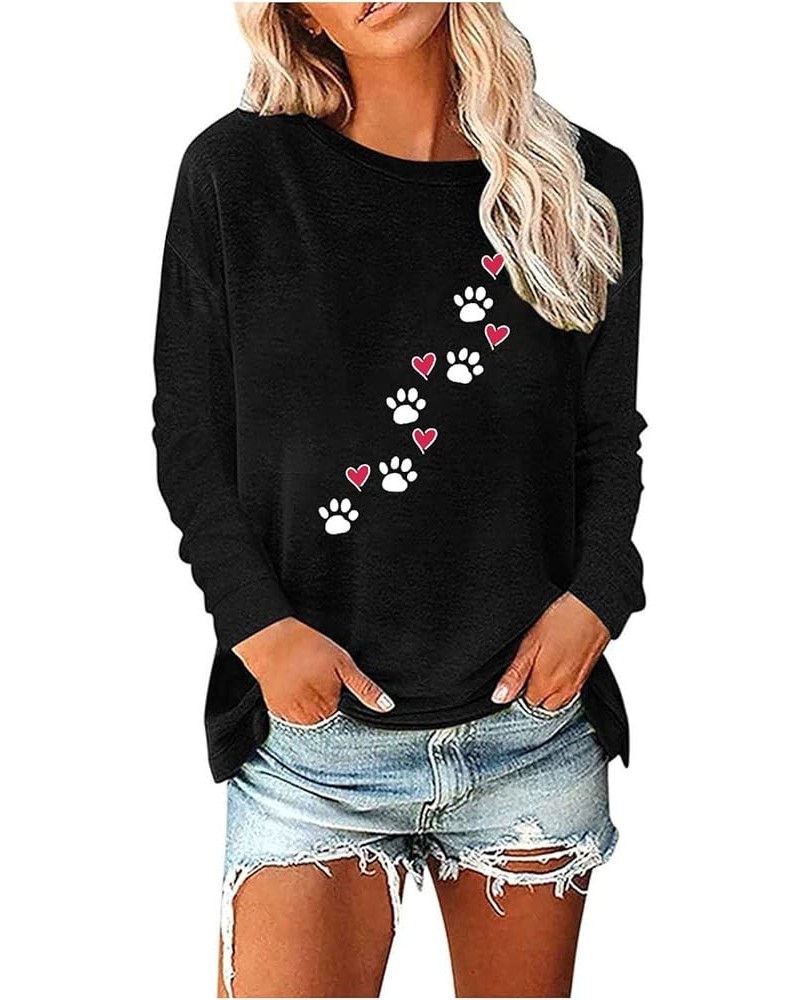 Dog Lover Sweatshirt Waffle Hoodies for Women Heart Dog Paw Graphic Pullover with Pockets Cute Dog Mama Tops X-black $10.80 H...