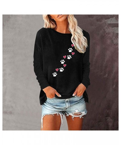 Dog Lover Sweatshirt Waffle Hoodies for Women Heart Dog Paw Graphic Pullover with Pockets Cute Dog Mama Tops X-black $10.80 H...