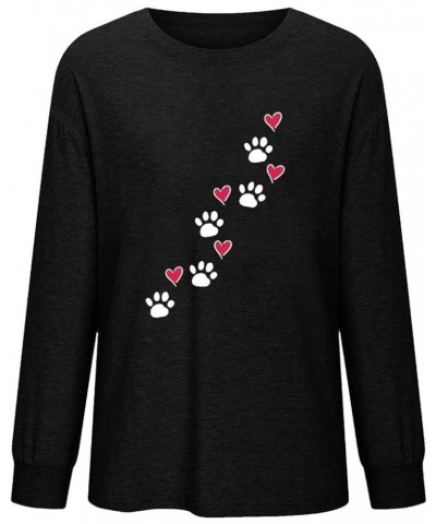 Dog Lover Sweatshirt Waffle Hoodies for Women Heart Dog Paw Graphic Pullover with Pockets Cute Dog Mama Tops X-black $10.80 H...