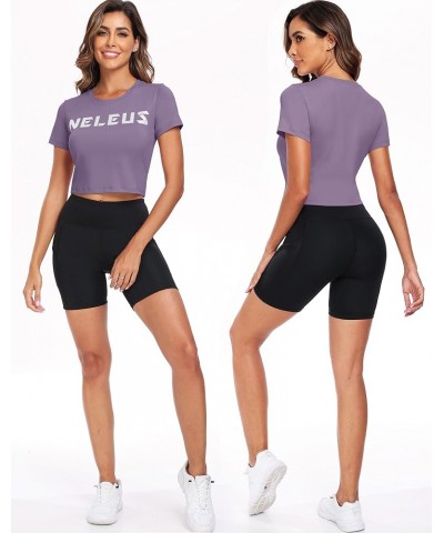 Women's Running Crop Tank Tops Dry Fit Workout Athletic Crop Shirts Pack of 3 1501 Black/Grey/Purple $16.10 Activewear