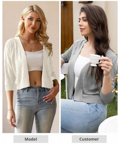 Women's 3/4 Sleeve Open Front Cropped Bolero Shrugs Cardigan Sweater (S-2X) 02-white $14.57 Sweaters