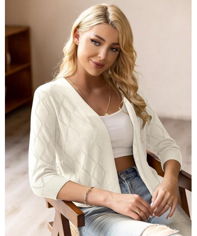 Women's 3/4 Sleeve Open Front Cropped Bolero Shrugs Cardigan Sweater (S-2X) 02-white $14.57 Sweaters