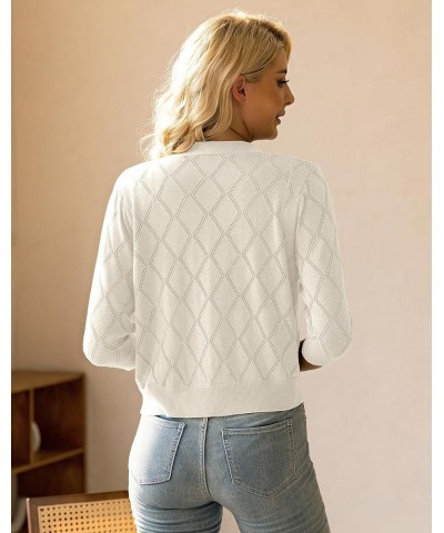 Women's 3/4 Sleeve Open Front Cropped Bolero Shrugs Cardigan Sweater (S-2X) 02-white $14.57 Sweaters