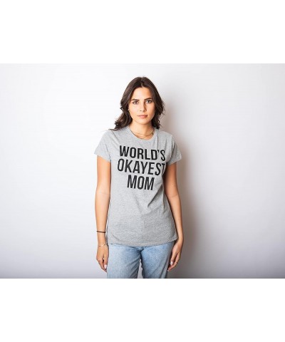 Worlds Okayest Mom T Shirt Funny Mothers Day Tee Gift Sarcastic Hilarious Cute Royal $9.71 T-Shirts