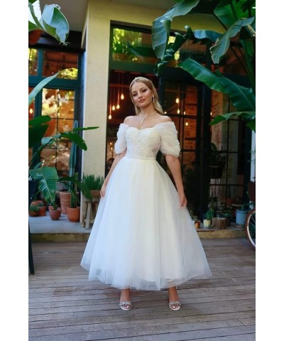 Tulle Tea Length Prom Dresses 2024 Off Shoulder Pearl Sweetheart Formal Evening Party Gowns Jade $33.60 Dresses