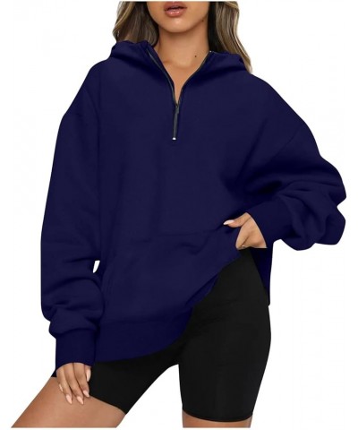 Oversized Sweatshirt for Women Quarter Zip Fleece Pullover Sweaters Casual Cute Teen Girls Winter Clothes C01-dark Blue $10.2...