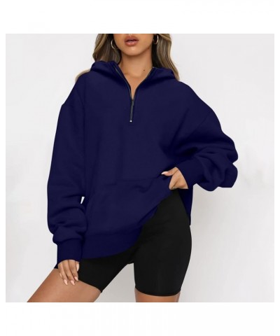 Oversized Sweatshirt for Women Quarter Zip Fleece Pullover Sweaters Casual Cute Teen Girls Winter Clothes C01-dark Blue $10.2...