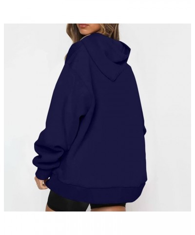 Oversized Sweatshirt for Women Quarter Zip Fleece Pullover Sweaters Casual Cute Teen Girls Winter Clothes C01-dark Blue $10.2...