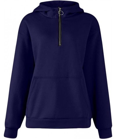 Oversized Sweatshirt for Women Quarter Zip Fleece Pullover Sweaters Casual Cute Teen Girls Winter Clothes C01-dark Blue $10.2...