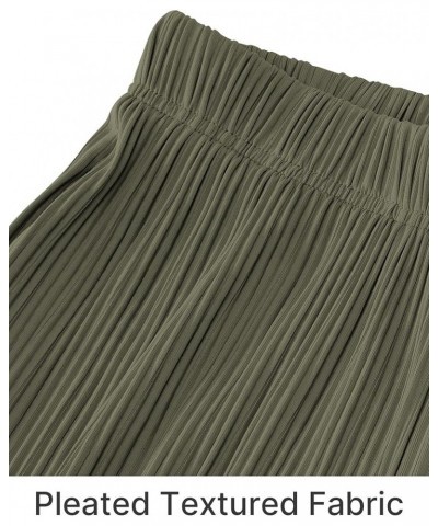 Wide Leg Pants Woman High Waisted Flowy Pull On Pleated Dressy Casual Ankle Cropped Palazzo Pants Baggy Culottes Olive Green ...