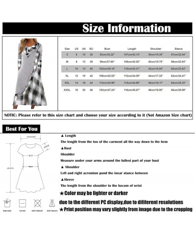 Women's Fall Clothes Fashion Plaid Stitching Button Pockets Pile Neck Long Sleeve Dress 2023 B-green $9.50 Dresses